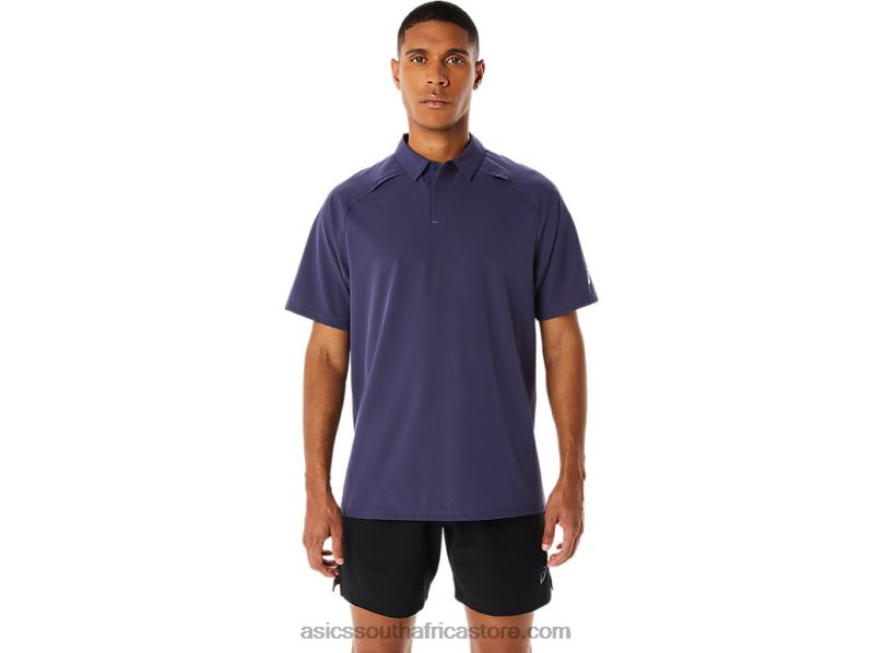 Men Asics Actibreeze Jacquard Polo Shirt LH4X0221 Indigo Fog