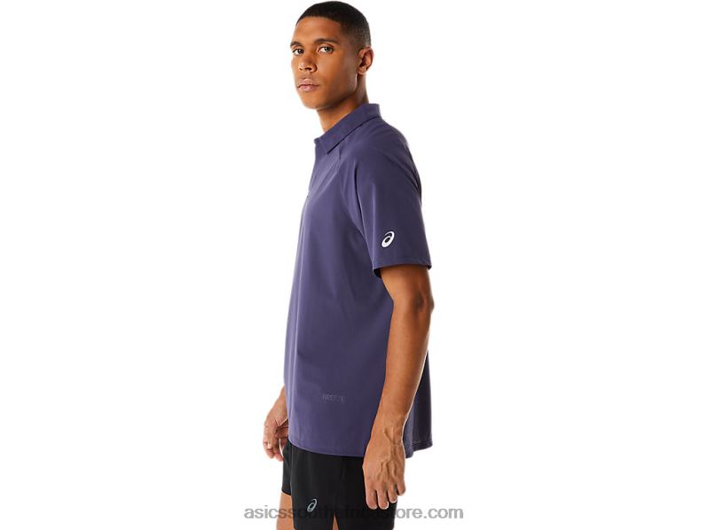 Men Asics Actibreeze Jacquard Polo Shirt LH4X0221 Indigo Fog