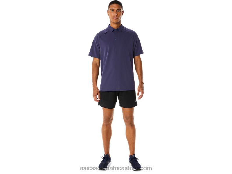 Men Asics Actibreeze Jacquard Polo Shirt LH4X0221 Indigo Fog