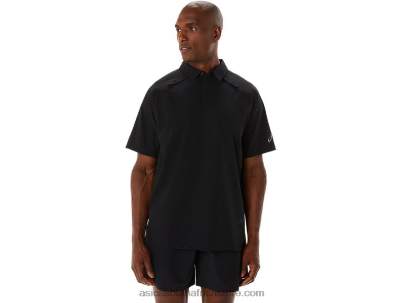 Men Asics Actibreeze Jacquard Polo Shirt LH4X0270 Performance Black