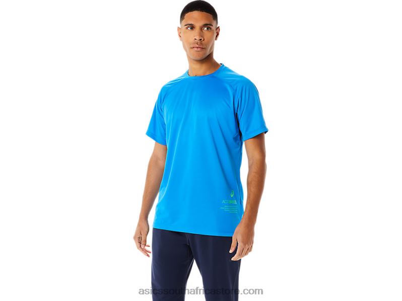 Men Asics Active Short Sleeve Top LH4X0762 Electric Blue
