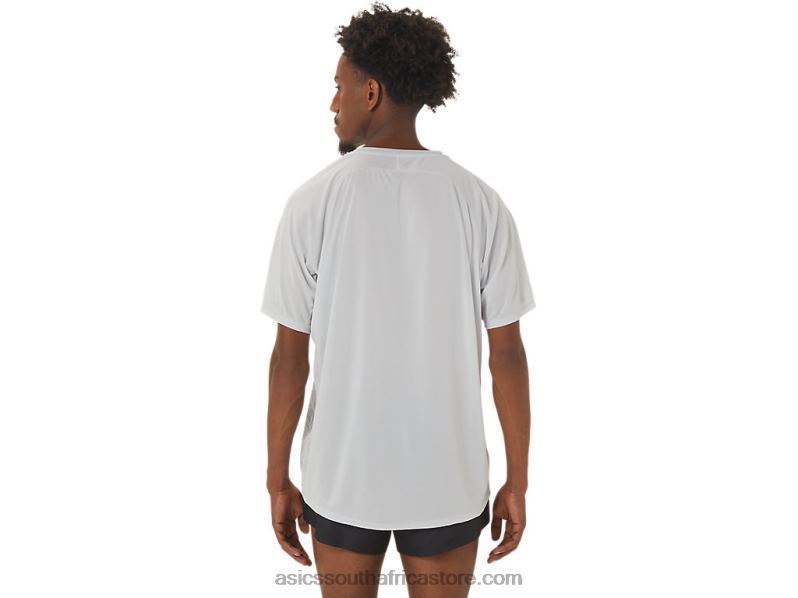 Men Asics Cj-Line Light Short Sleeve Top LH4X0258 Glacier Grey/Electric Red