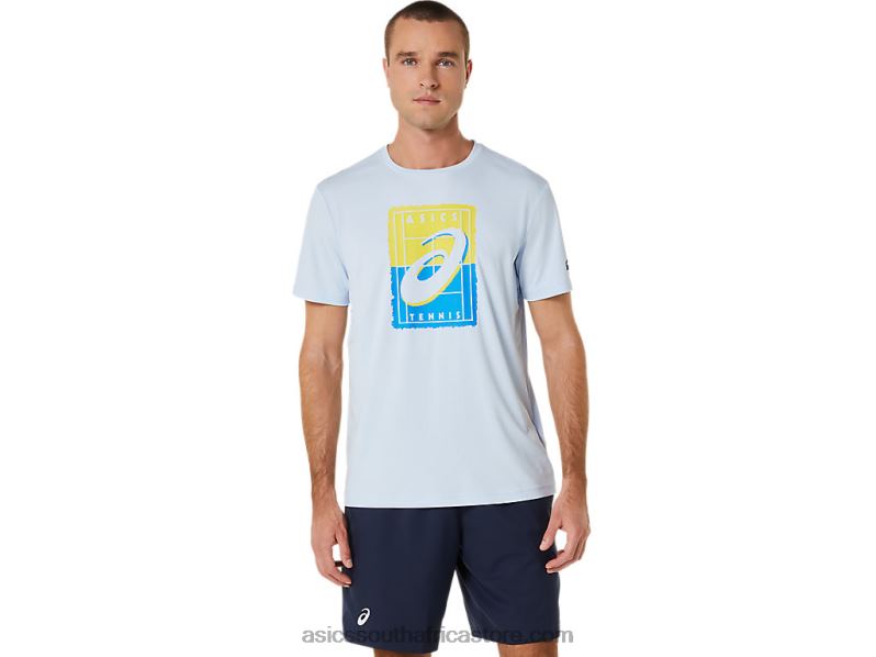 Men Asics Court Gs Graphic Tee LH4X0474 Soft Sky