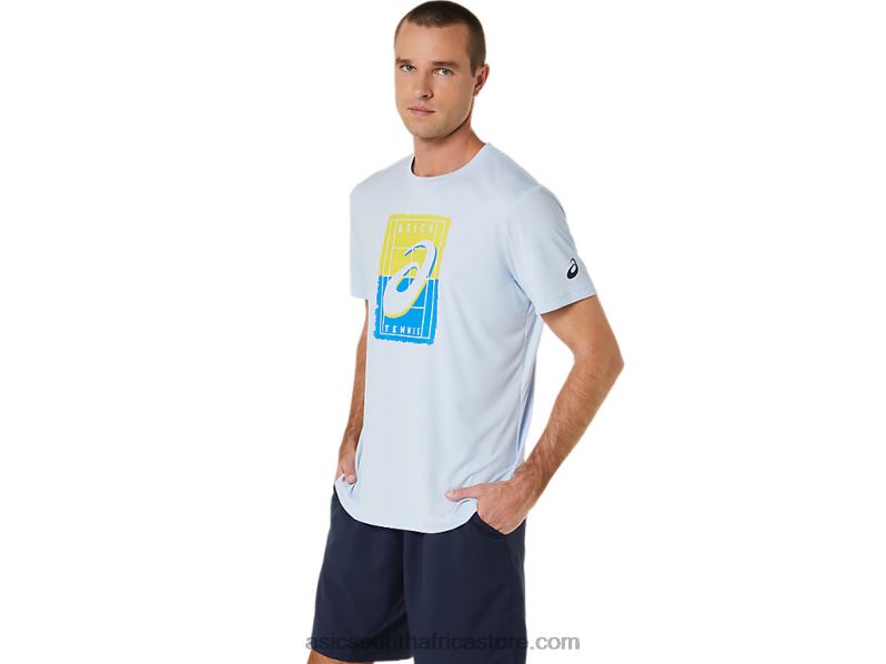 Men Asics Court Gs Graphic Tee LH4X0474 Soft Sky