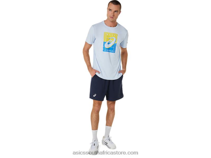 Men Asics Court Gs Graphic Tee LH4X0474 Soft Sky
