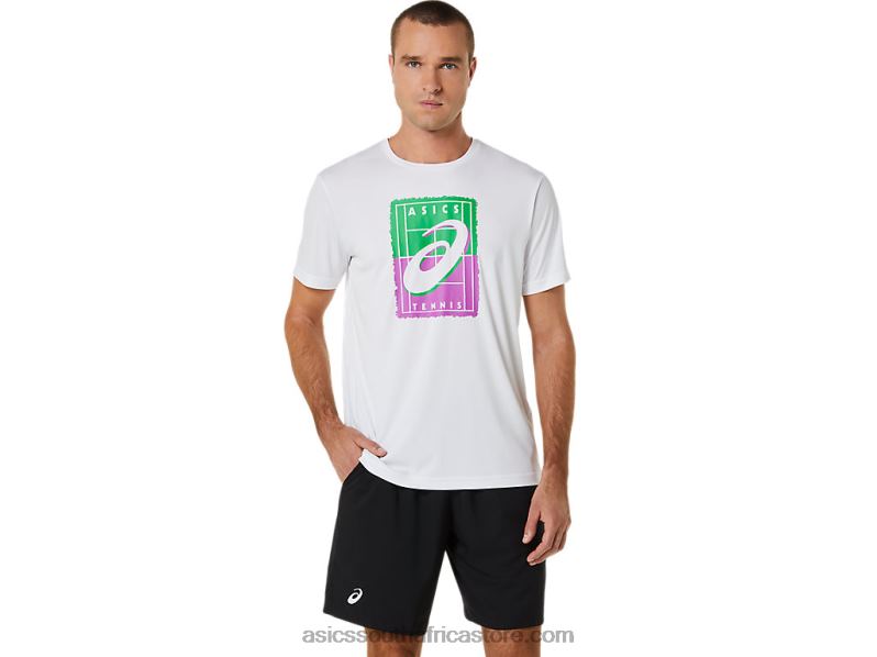 Men Asics Court Gs Graphic Tee LH4X0525 Brilliant White
