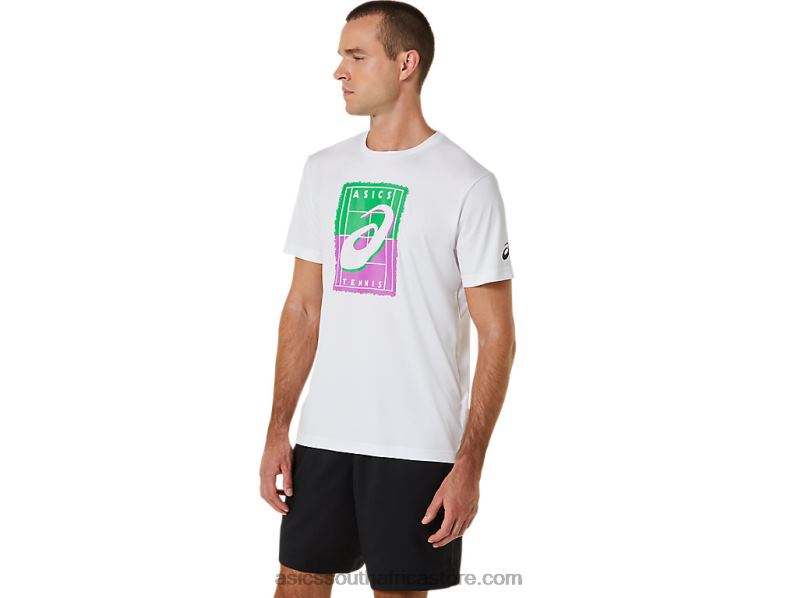 Men Asics Court Gs Graphic Tee LH4X0525 Brilliant White