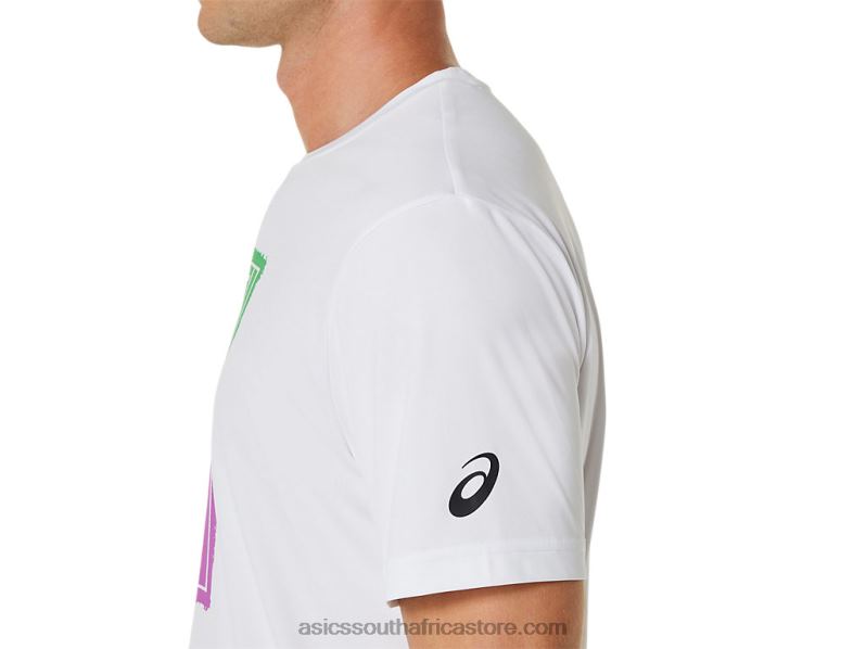Men Asics Court Gs Graphic Tee LH4X0525 Brilliant White