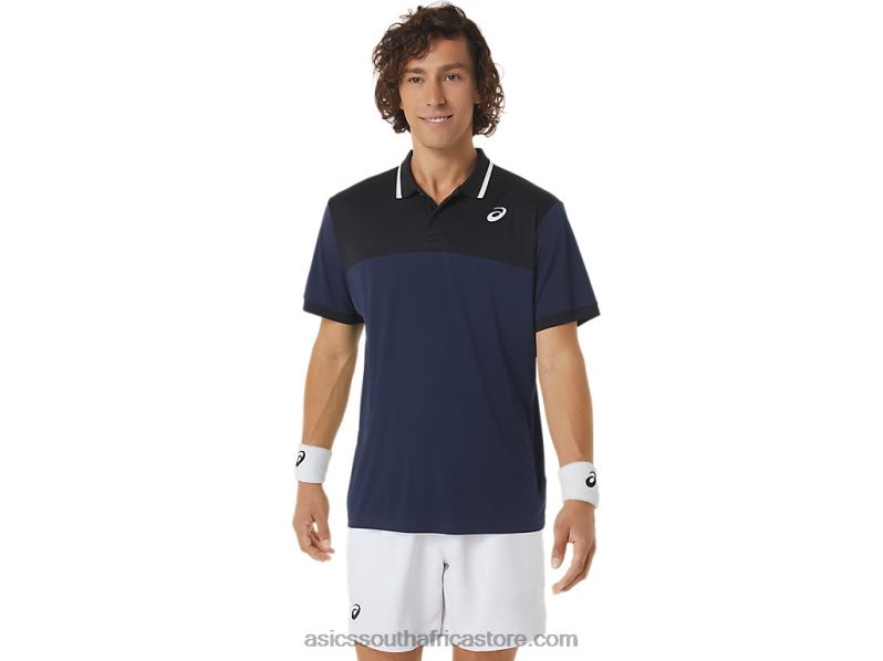 Men Asics Court Polo Shirt LH4X0471 Midnight/Performance Black