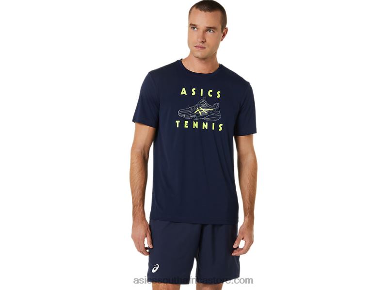Men Asics Court Shoes Graphic Tee LH4X0520 Midnight