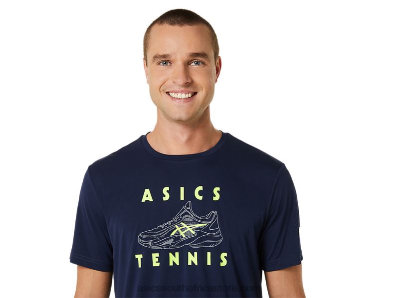 Men Asics Court Shoes Graphic Tee LH4X0520 Midnight