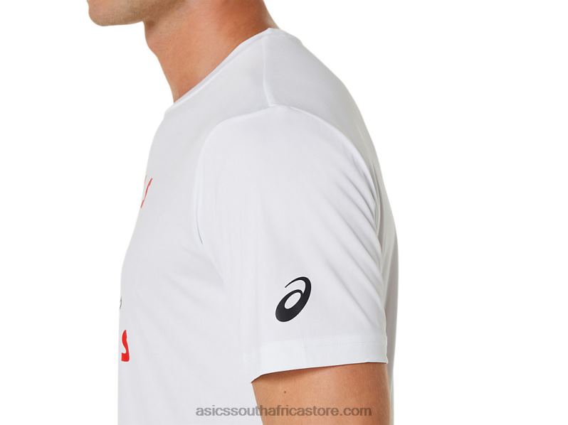 Men Asics Court Shoes Graphic Tee LH4X0534 Brilliant White