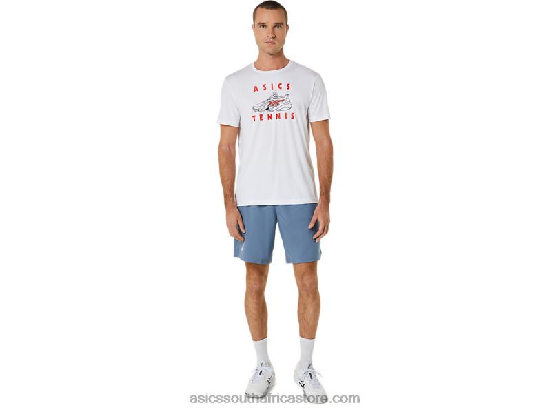 Men Asics Court Shoes Graphic Tee LH4X0534 Brilliant White