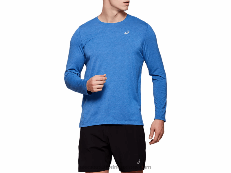 Men Asics Dorai Long Sleeve Top LH4X02093 Blue Heather