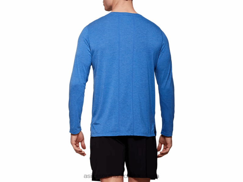 Men Asics Dorai Long Sleeve Top LH4X02093 Blue Heather