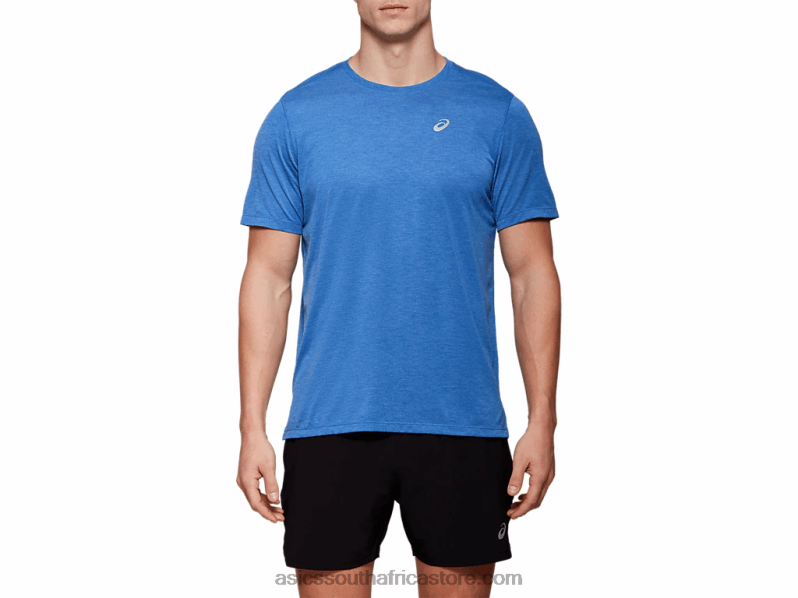 Men Asics Dorai Short Sleeve Top LH4X02121 Blue Heather