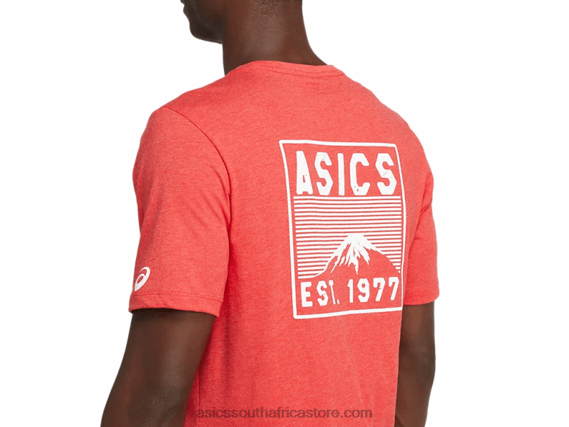 Men Asics Fuji 1977 Tee LH4X02082 Classic Red Heather