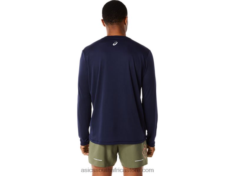 Men Asics Fujitrail Logo Long Sleeve Top LH4X01067 Midnight