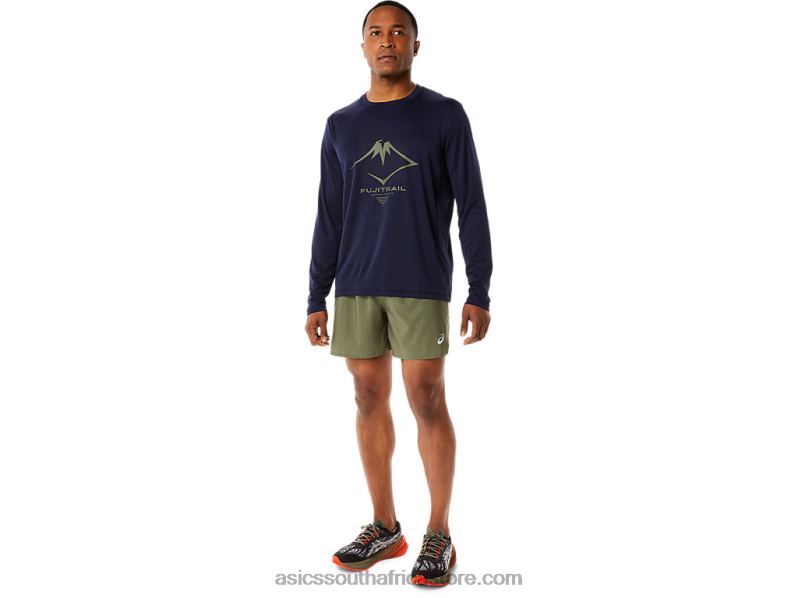 Men Asics Fujitrail Logo Long Sleeve Top LH4X01067 Midnight
