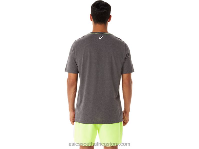 Men Asics Graphic Short Sleeve Wch LH4X01280 Dark Grey Heather