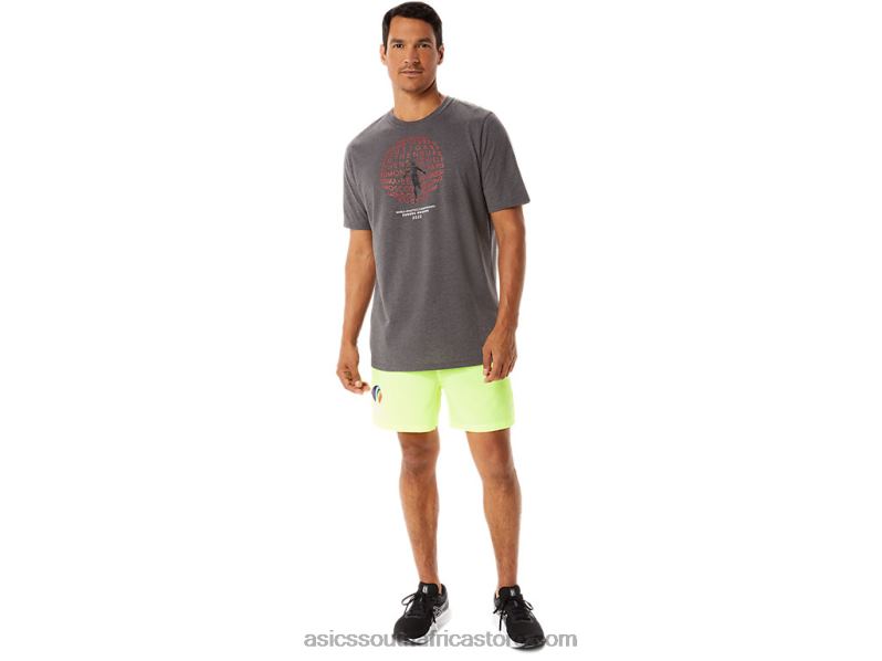 Men Asics Graphic Short Sleeve Wch LH4X01280 Dark Grey Heather