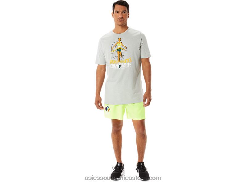 Men Asics Graphic Short Sleeve Wch LH4X01281 Light Grey Heather
