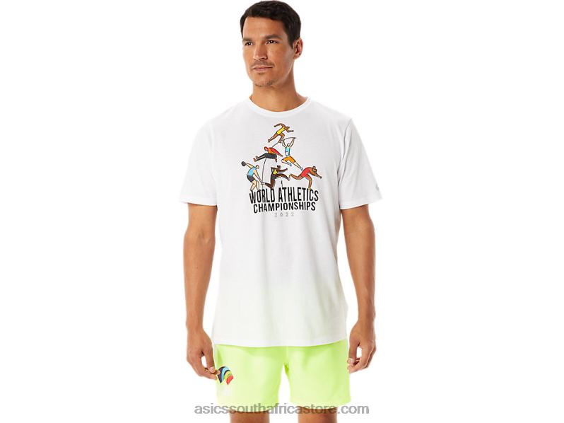 Men Asics Graphic Short Sleeve Wch LH4X01286 Brilliant White