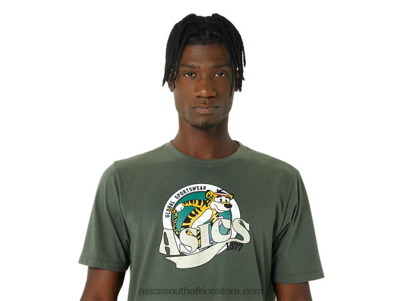 Men Asics Heritage 1977 Tee LH4X0875 Olive Canvas