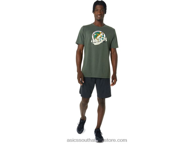 Men Asics Heritage 1977 Tee LH4X0875 Olive Canvas