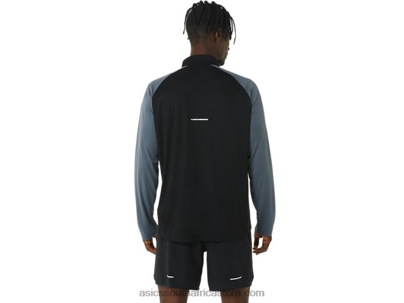 Men Asics Icon Long Sleeve 1/2 Zip LH4X0463 Performance Black/Carrier Grey