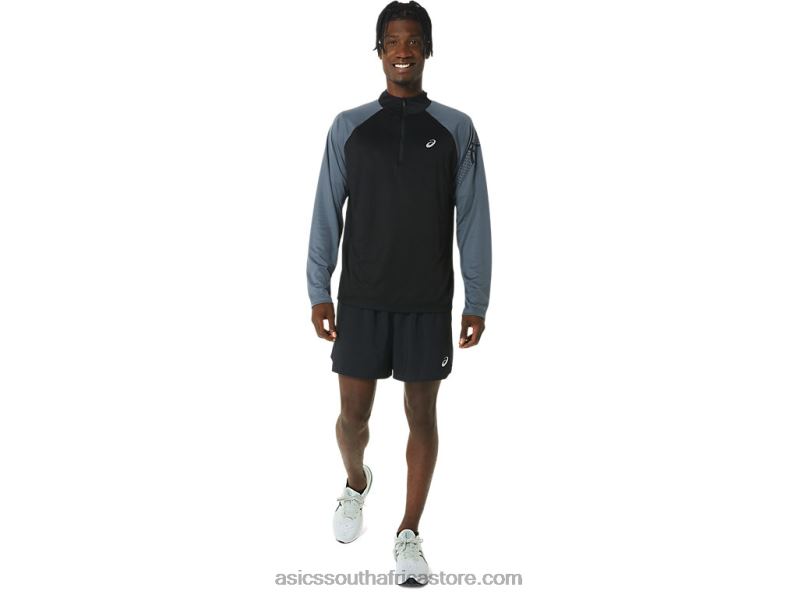 Men Asics Icon Long Sleeve 1/2 Zip LH4X0463 Performance Black/Carrier Grey
