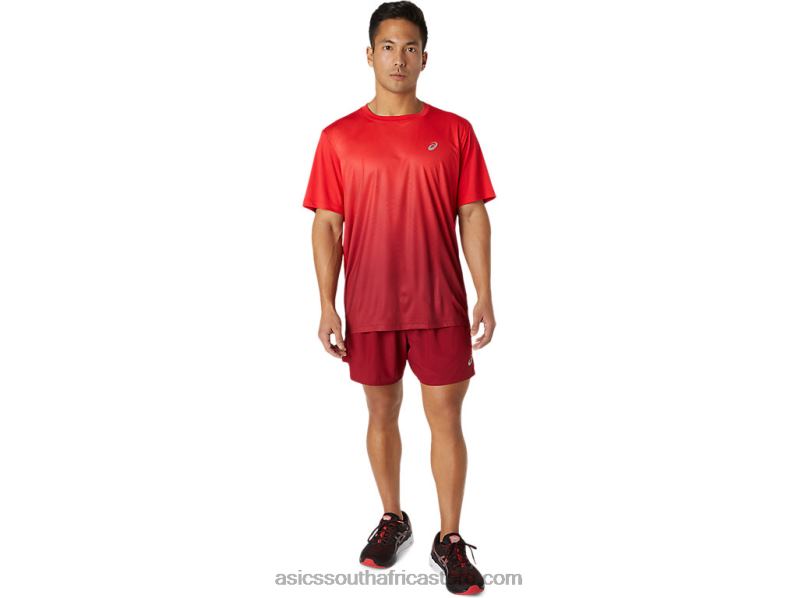 Men Asics Kasane Short Sleeve Top LH4X01778 Electric Red/Burgundy