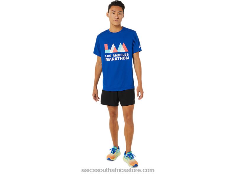 Men Asics La Marathon Short Sleeve LH4X01622 Blue