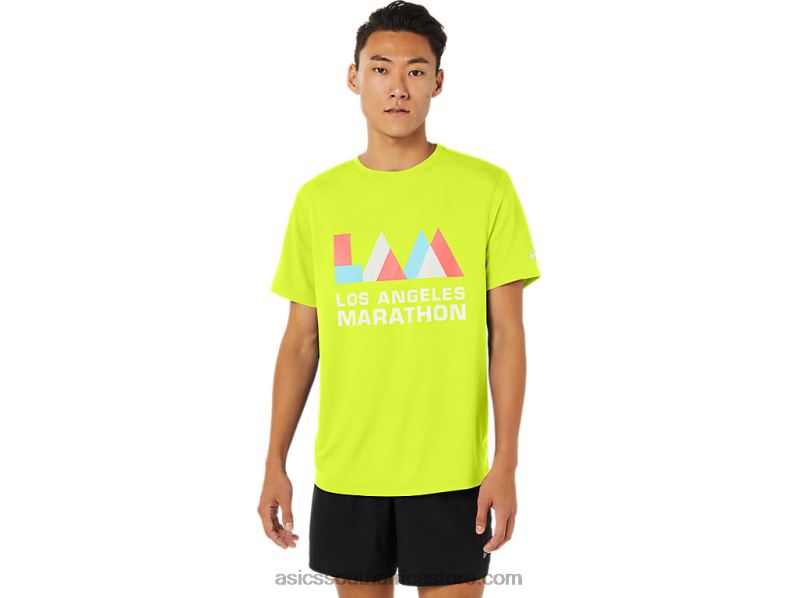 Men Asics La Marathon Short Sleeve LH4X01625 Safety Yellow
