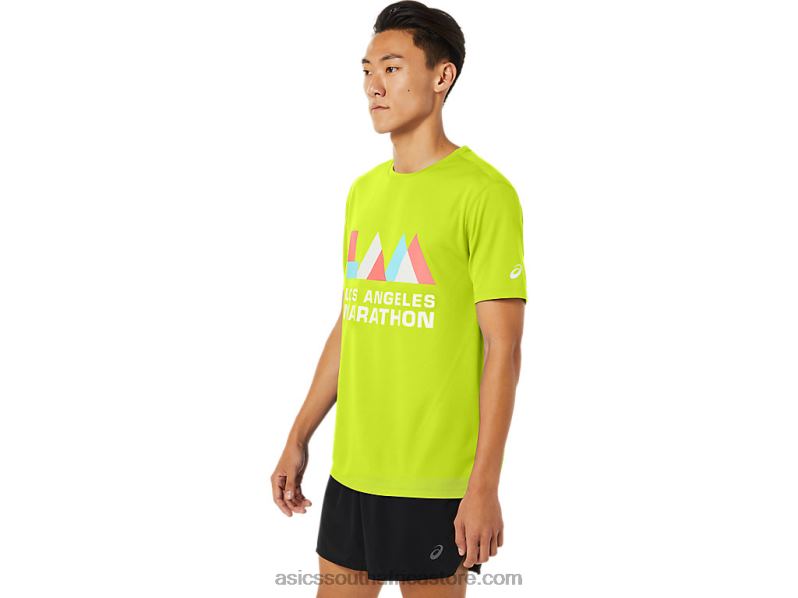 Men Asics La Marathon Short Sleeve LH4X01625 Safety Yellow