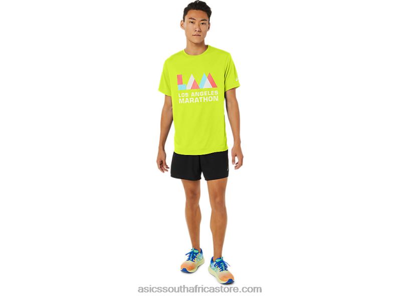 Men Asics La Marathon Short Sleeve LH4X01625 Safety Yellow