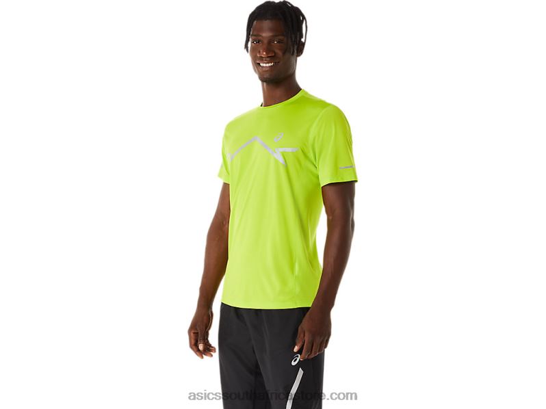 Men Asics Lite-Show Short Sleeve Top LH4X0218 Lime Zest