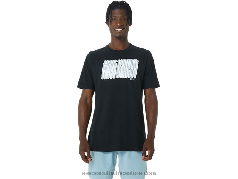 Men Asics Long Abstract Logo Tee LH4X0795 Performance Black