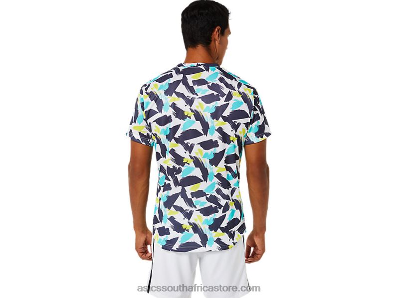Men Asics Match Graphic Short Sleeve Top LH4X01498 Brilliant White