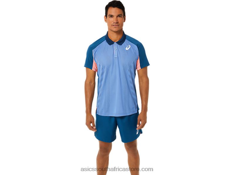 Men Asics Match Polo-Shirt LH4X01512 Light Indigo