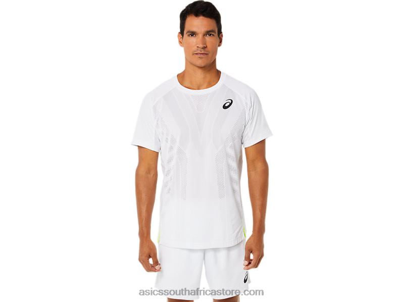 Men Asics Match Short Sleeve Top LH4X01522 Brilliant White