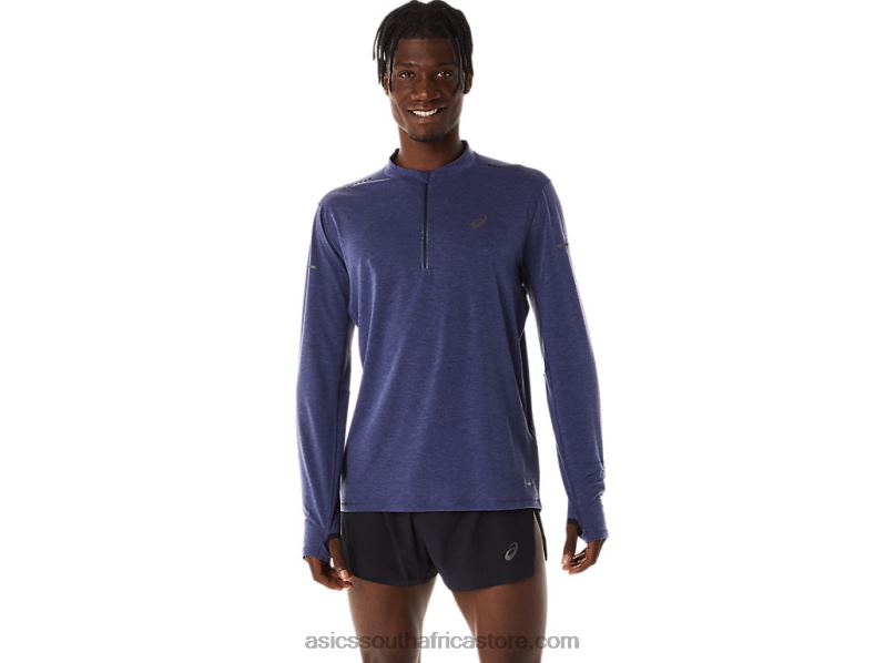 Men Asics Metarun 1/2 Zip Long Sleeve Top LH4X0278 Indigo Blue