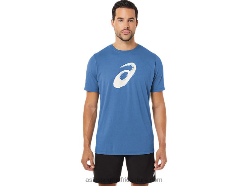 Men Asics Paintbrush Short Sleeve Tee LH4X01057 Azure