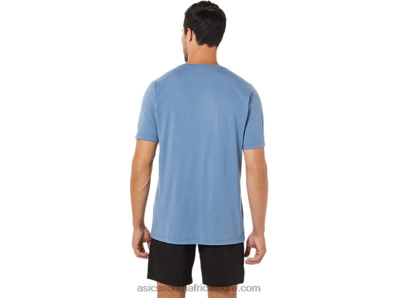 Men Asics Paintbrush Short Sleeve Tee LH4X01742 Storm Blue