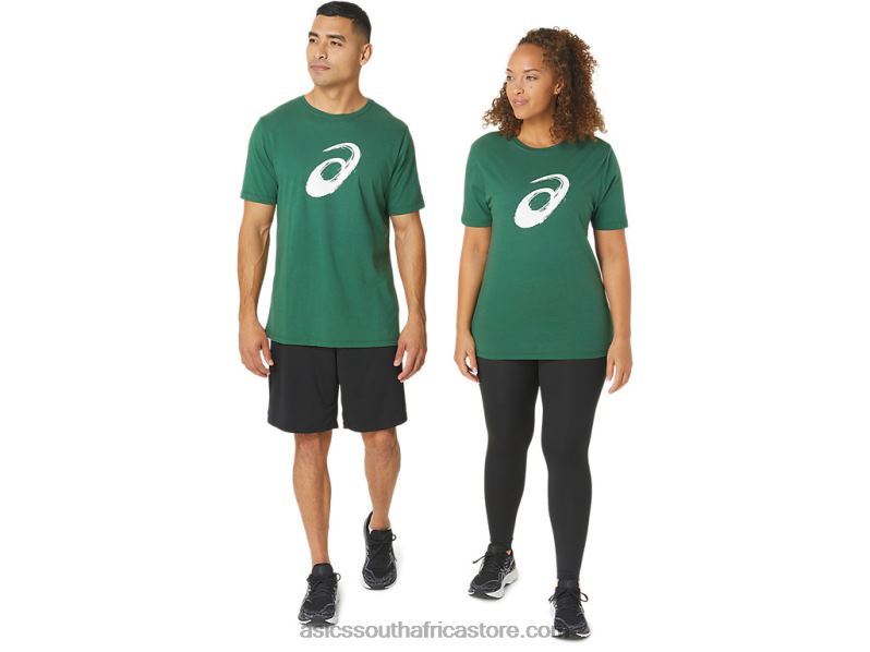 Men Asics Paintbrush Short Sleeve Tee LH4X0879 Hunter Green