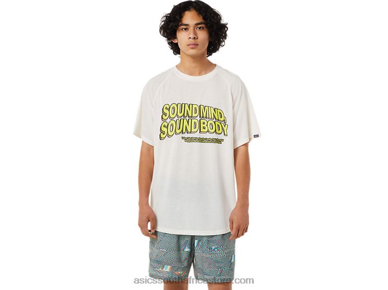 Men Asics Pocket Short Sleeve Top LH4X01405 Cream