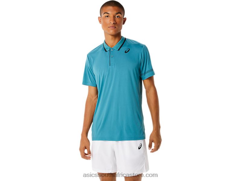 Men Asics Polo Shirt LH4X01117 Misty Pine