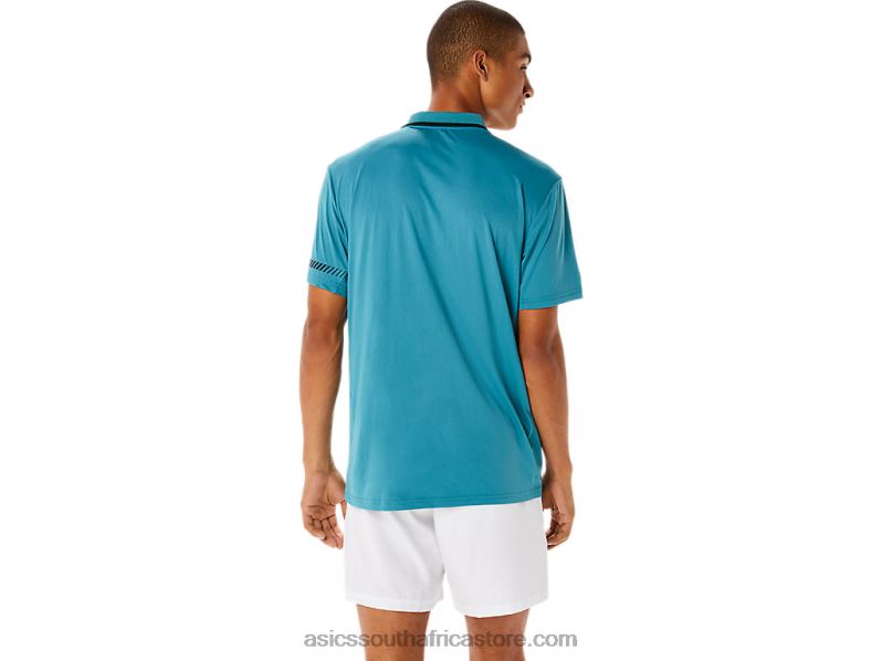 Men Asics Polo Shirt LH4X01117 Misty Pine