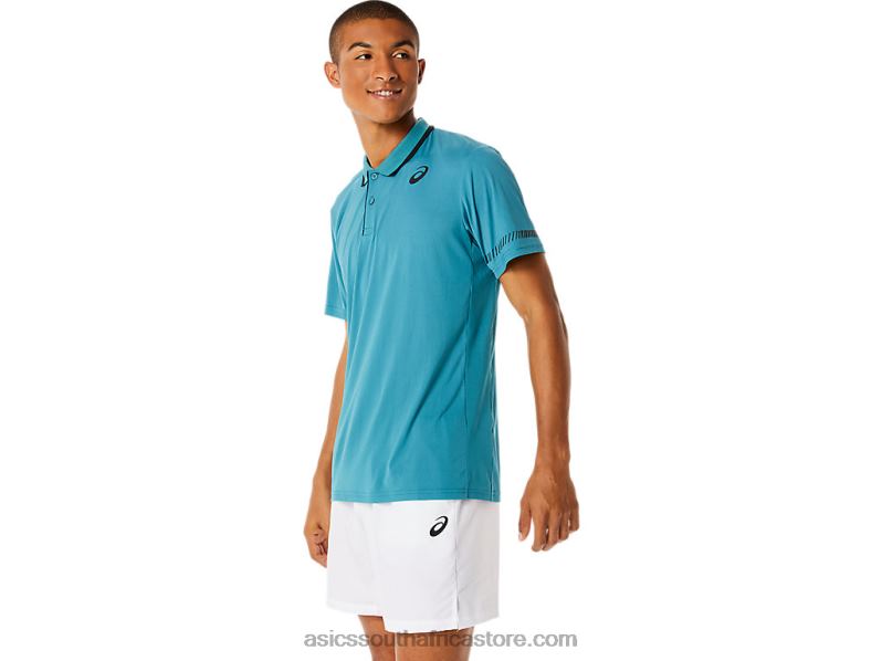 Men Asics Polo Shirt LH4X01117 Misty Pine
