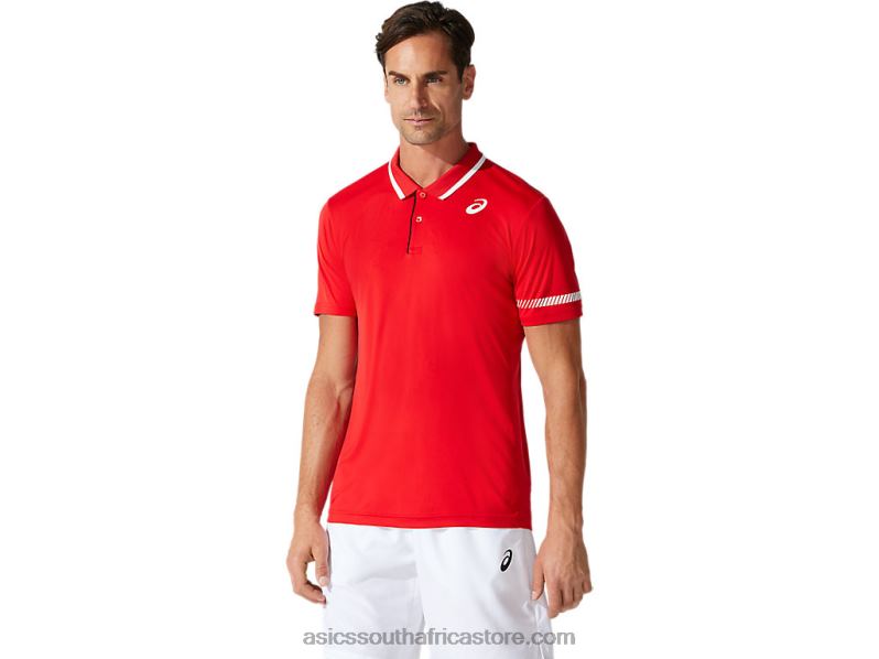 Men Asics Polo Shirt LH4X01775 Classic Red